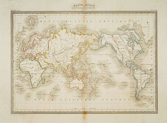 THIERRY, Mappe-Monde suivant la projection de Mercator., antique map, old maps
