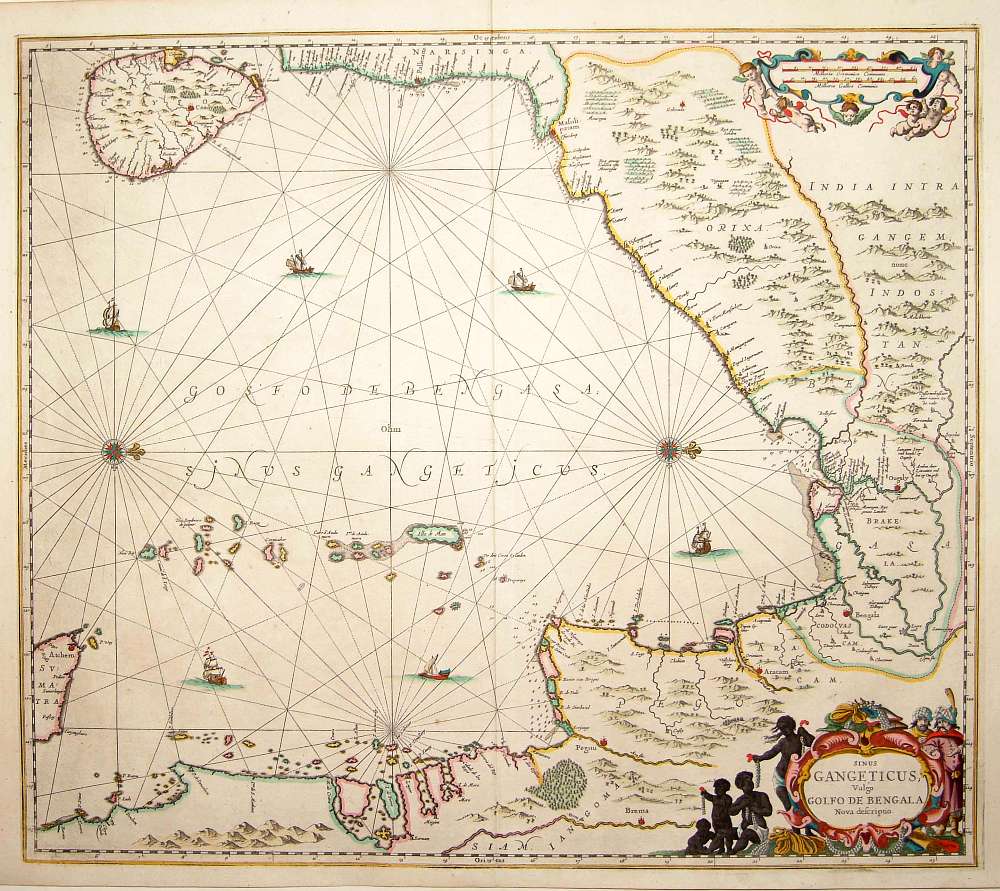 JANSSONIUS,J., Sinus Gangeticus vulgo Golfo de Bengala Nova descriptio., antique map, old maps