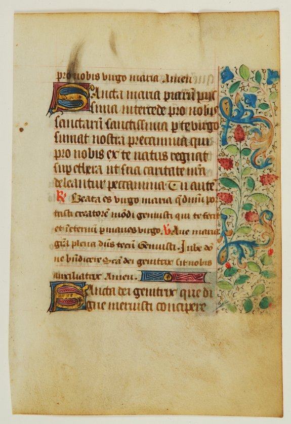BOOK OF HOURS, Leaf on vellum, from a manuscript book of hours., antique map, old maps