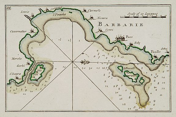 ROUX, J.,  [68] Barbarie., antique map, old maps