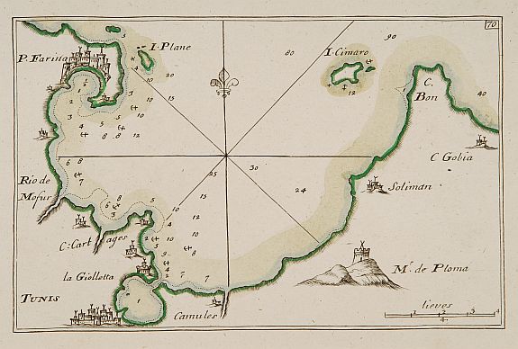 ROUX, J.,  [70] Tunis., antique map, old maps