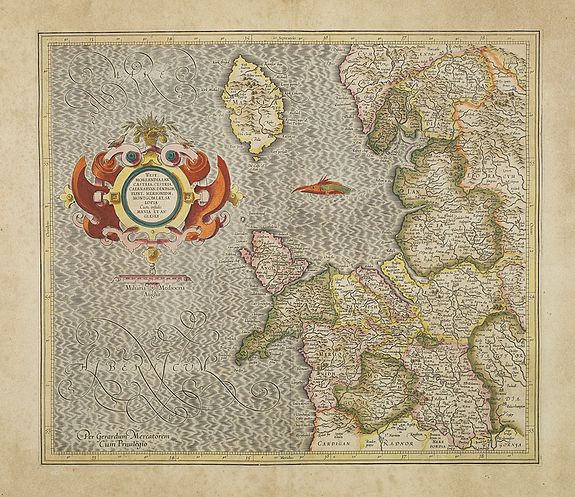 MERCATOR,G./ HONDIUS,J., West Morlandia, Lancastria.., antique map, old maps