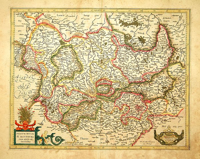 MERCATOR,G./ HONDIUS,J.,  Braunswyck & Meydburg cum Ceteris Adiacentibus., antique map, old maps