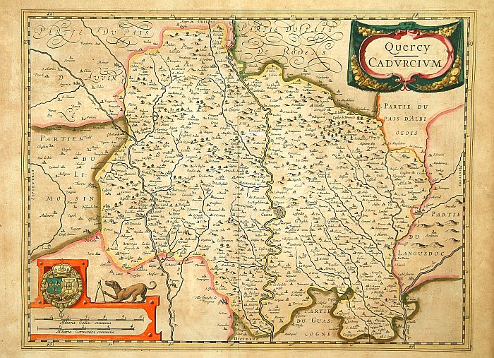 MERCATOR,G./ HONDIUS,J.,  Quercy Cadurcium., antique map, old maps