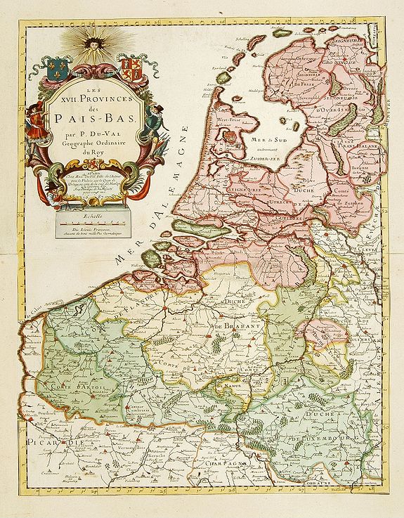 DU VAL,P.,  Les Provinces des Pays Bas., antique map, old maps
