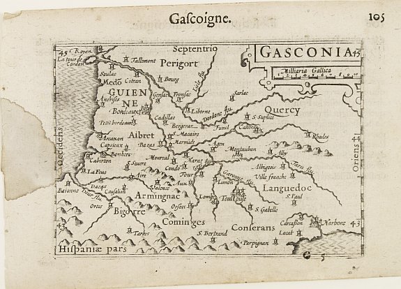 LANGENES, B.,  Gasconia., antique map, old maps