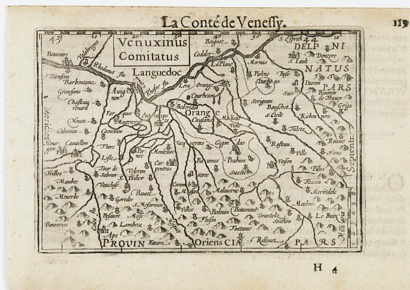 LANGENES,B.,  Venuxinus Comitatus., antique map, old maps
