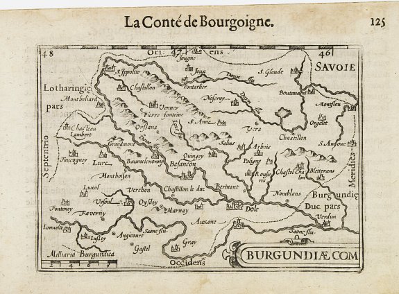 LANGENES,B.,  Burgundiae Com., antique map, old maps