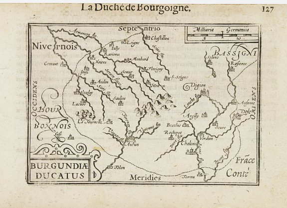 LANGENES, B.,  Burgundiae Ducatus., antique map, old maps