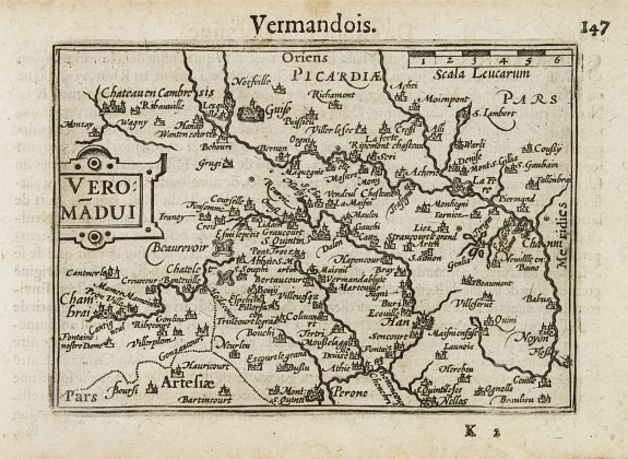 LANGENES,B.,  Veromandui / Vermandois., antique map, old maps