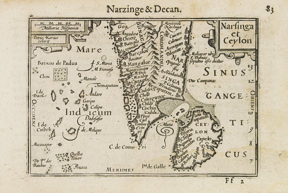 LANGENES,B., Narsinga and Ceylon., antique map, old maps