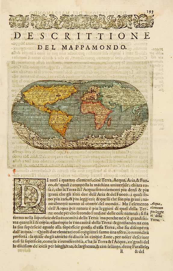 Porcacchi, T, [Descrittione del Mappamondo], antique map, old maps