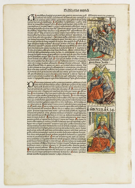 SCHEDEL, H., Sexta Etas Mundi. Assumptio.. Folio CII, antique map, old maps