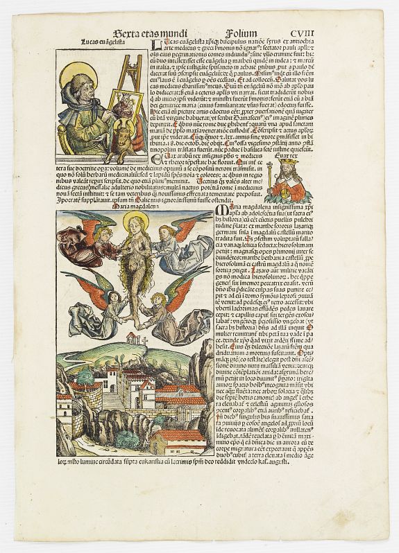 SCHEDEL, H., Sexta Etas Mudi. Lucas Evagelista.. Folium CVIII, antique map, old maps