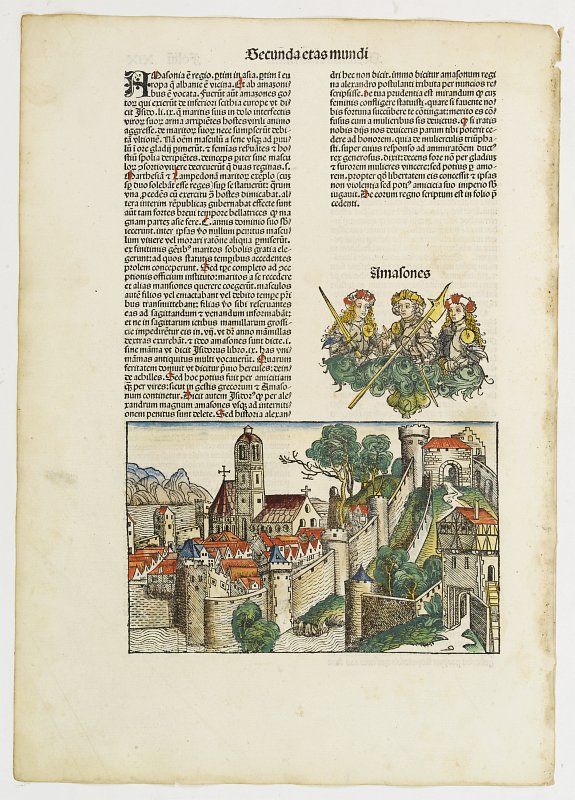 SCHEDEL, H., Secunda Etas Mudi. / Amasones / Folio. XIX., antique map, old maps