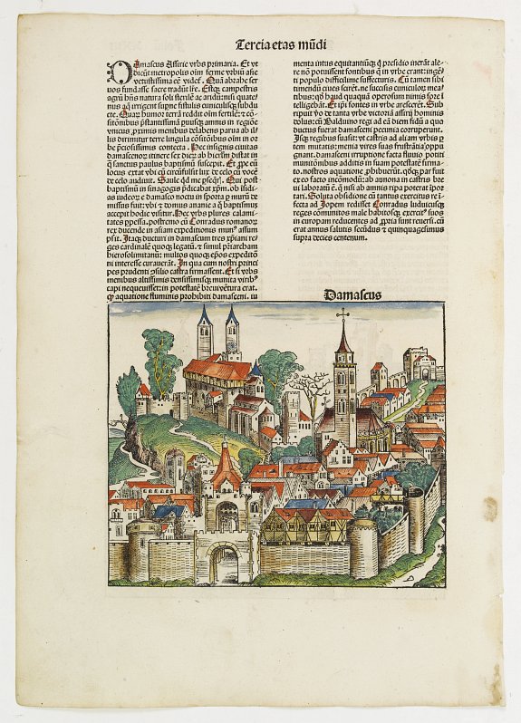 SCHEDEL, H.,  Tercia Etas Mundi. Damascus.  / Folio. XXIII, antique map, old maps
