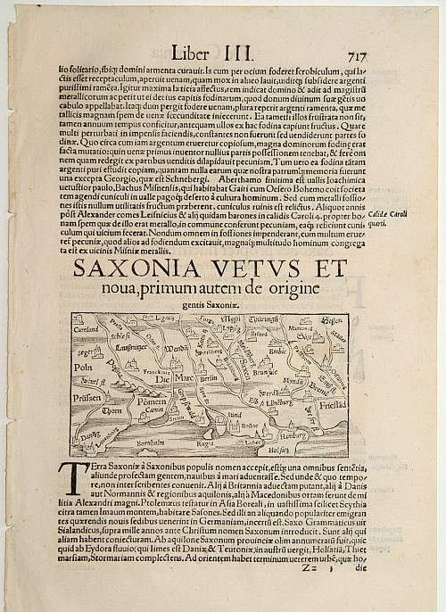 M�NSTER,S.,  Saxonia Vetus et Nova .., antique map, old maps