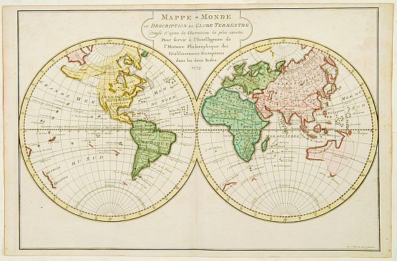HARREVELT, E. van / CHANGUION, D.J., Mappe-Monde ou Description du Globe Terrestre., antique map, old maps