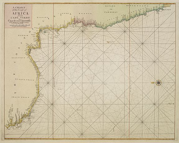 MOUNT & PAGE, A chart of the coast of Africa from Cape Virde to Cape Bona Esperansa., antique map, old maps