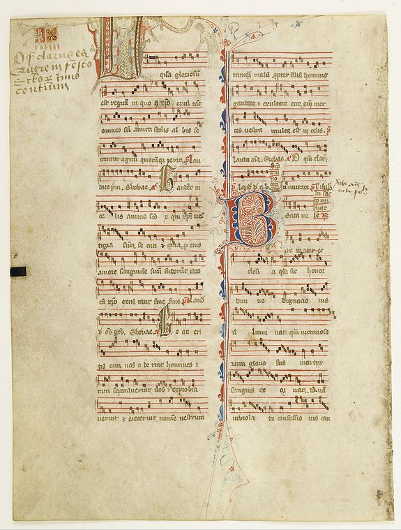 ANTIPHONARIUM, Leaf on vellum from an antiphonary., antique map, old maps