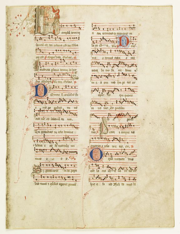 ANTIPHONARIUM, Leaf on vellum from an antiphonary., antique map, old maps