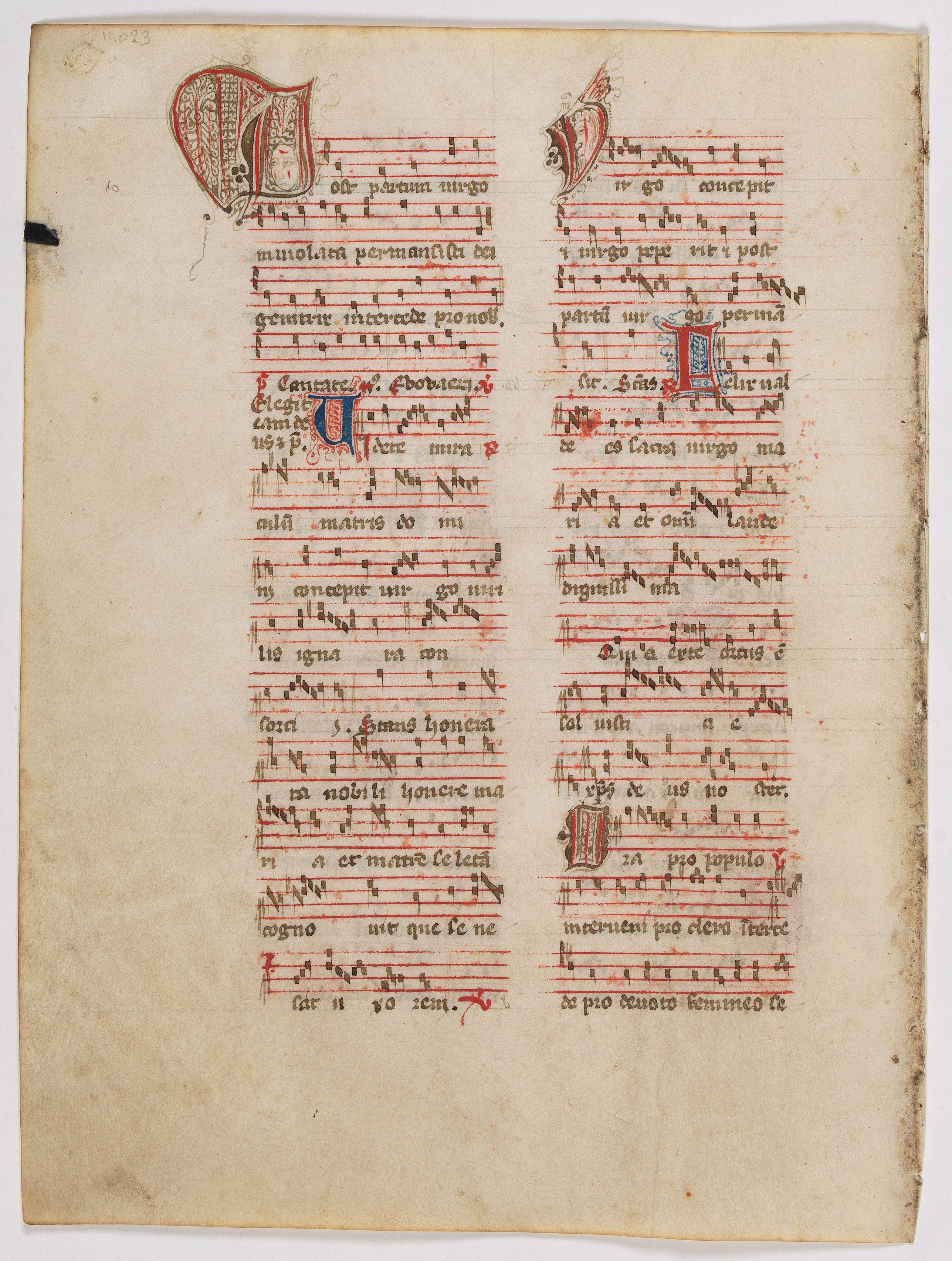 ANTIPHONARIUM, Leaf on vellum from an antiphonary., antique map, old maps