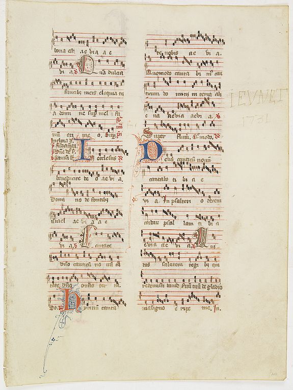 ANTIPHONARIUM, Leaf on vellum from an antiphonary., antique map, old maps
