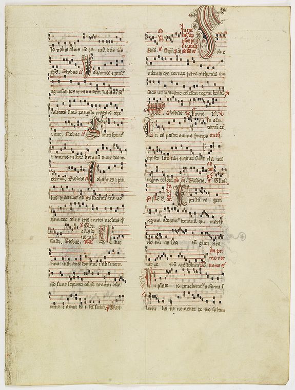 ANTIPHONARIUM, Leaf on vellum from an antiphonary., antique map, old maps