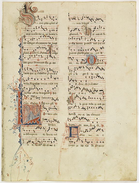 ANTIPHONARIUM, Leaf on vellum from an antiphonary., antique map, old maps