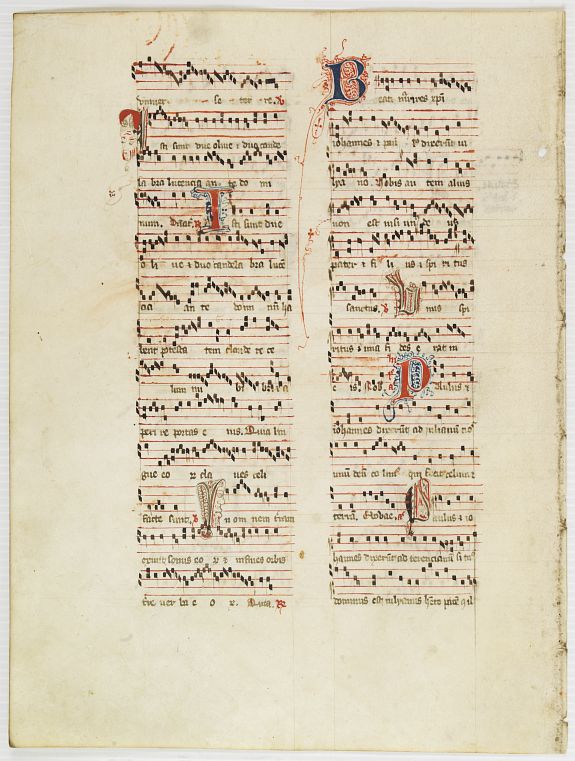 ANTIPHONARIUM, Leaf on vellum from an antiphonary., antique map, old maps