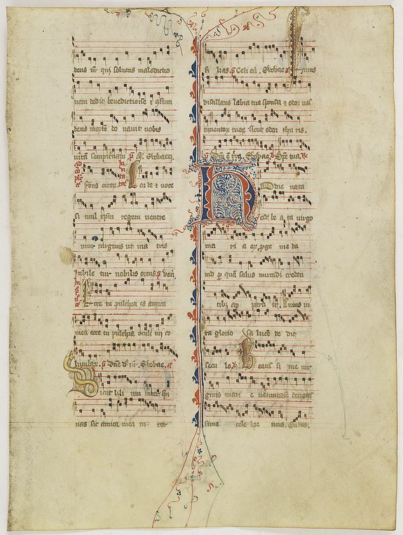 ANTIPHONARIUM, Leaf on vellum from an antiphonary., antique map, old maps