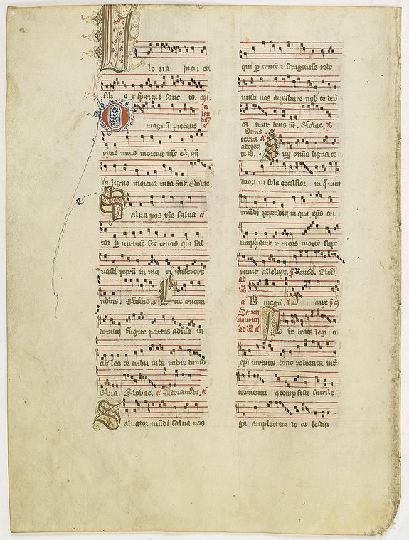 ANTIPHONARIUM, Leaf on vellum from an antiphonary., antique map, old maps