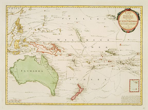 VON REILLY, F.J.J., Karte von der Inselwelt Polynesien.., antique map, old maps