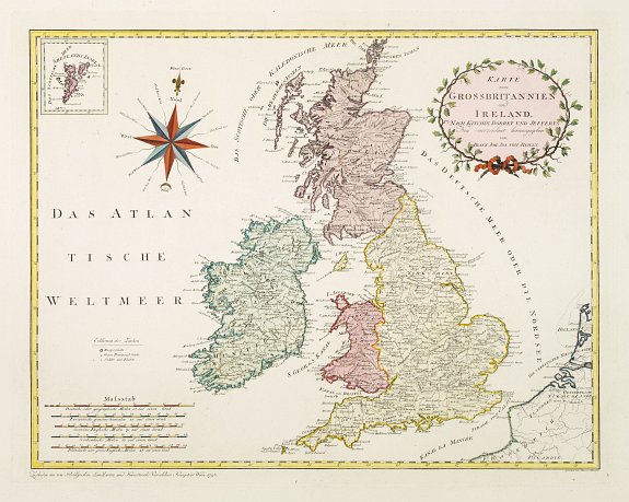 VON REILLY, F.J.J., Karte von Grossbritannien und Ireland., antique map, old maps