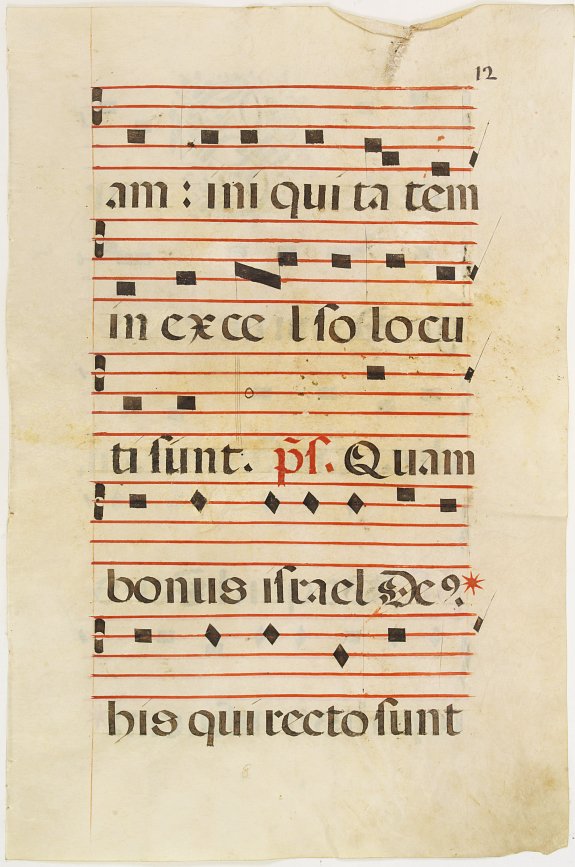 ANTIPHONER, Leaf of manuscript music from an Antiphoner., antique map, old maps