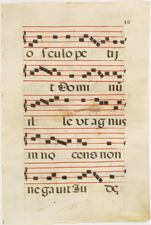 ANTIPHONER, Leaf of manuscript music from an Antiphoner., antique map, old maps