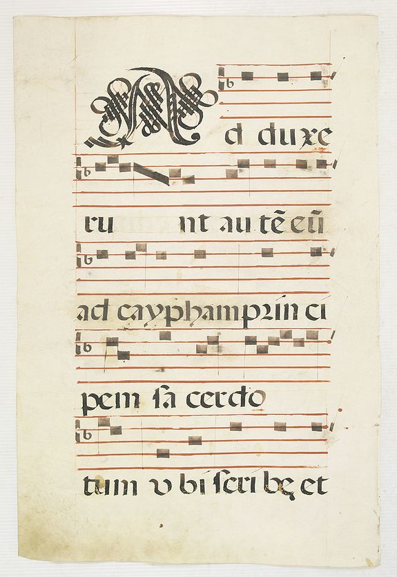 ANTIPHONER, Leaf of manuscript music from an Antiphoner., antique map, old maps