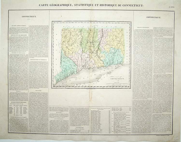 BUCHON, J.A.,  Carte G�ographique [. . .] Connecticut., antique map, old maps