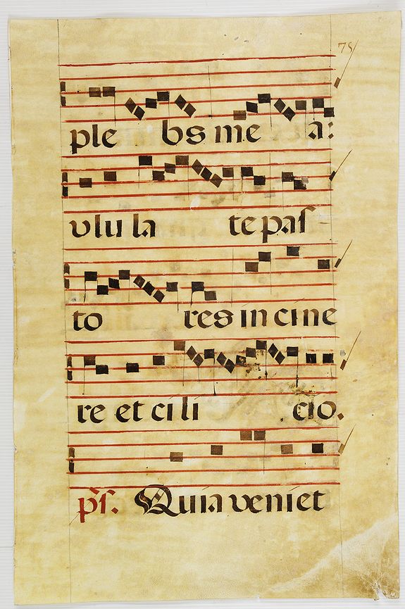 ANTIPHONER, Leaf of manuscript music from an Antiphoner., antique map, old maps