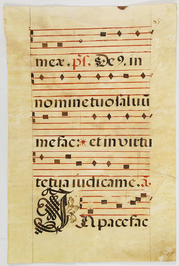 ANTIPHONER, Leaf of manuscript music from an Antiphoner., antique map, old maps