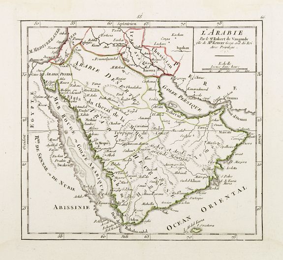 DE VAUGONDY,R., L'Arabie Par le Sr. Robert de Vaugondy., antique map, old maps