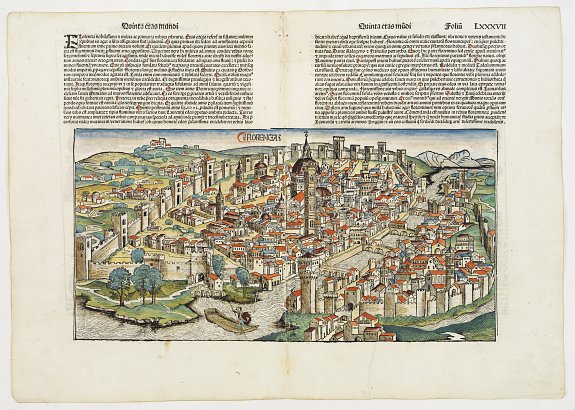SCHEDEL, H.,  Florencia. [Florence], antique map, old maps