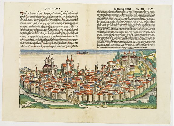 SCHEDEL, H.,  Erfordias. [Erfurt], antique map, old maps