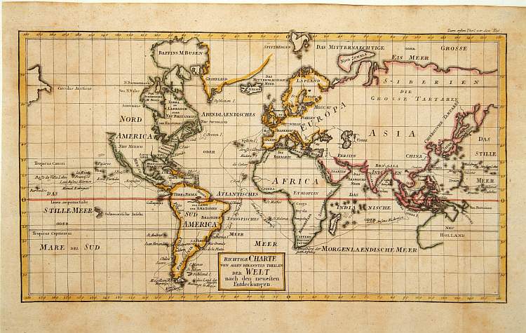 ANONYMOUS, Richtige Charte von allen bekannten theilen der Welt .., antique map, old maps