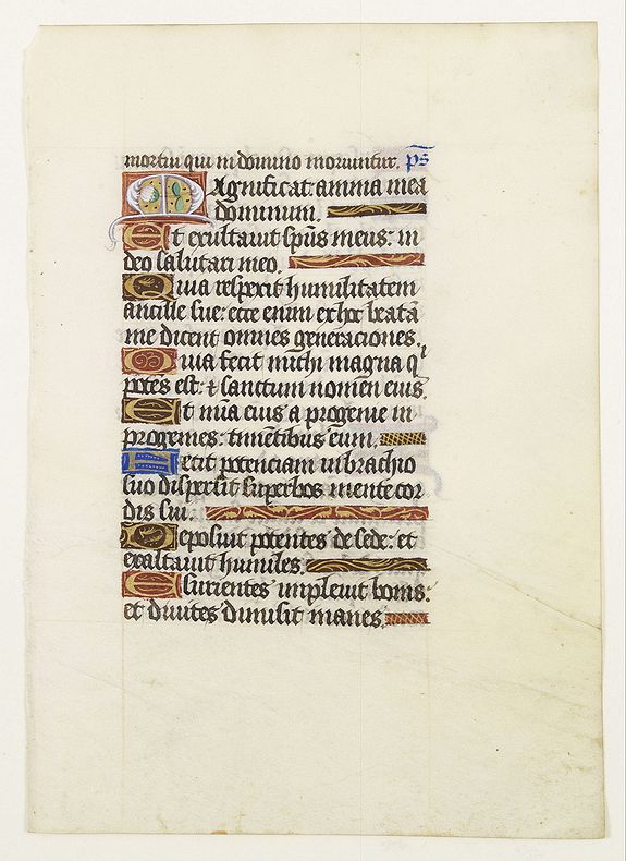 BOOK OF HOURS., Leaf on vellum from a manuscript Book of Hours., antique map, old maps