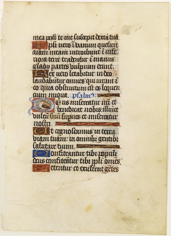 BOOK OF HOURS, Leaf on vellum from a manuscript Book of Hours., antique map, old maps