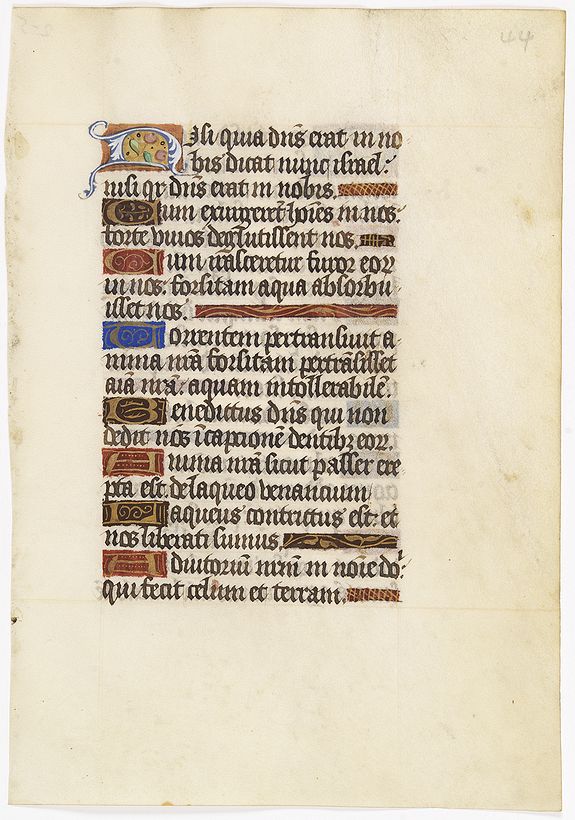 BOOK OF HOURS, Leaf on vellum from a manuscript Book of Hours., antique map, old maps
