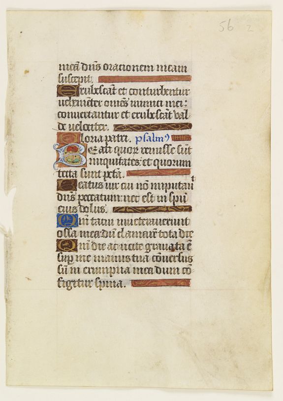 BOOK OF HOURS, Leaf on vellum from a manuscript Book of Hours., antique map, old maps