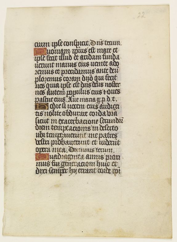 BOOK OF HOURS, Leaf on vellum from a manuscript Book of Hours., antique map, old maps