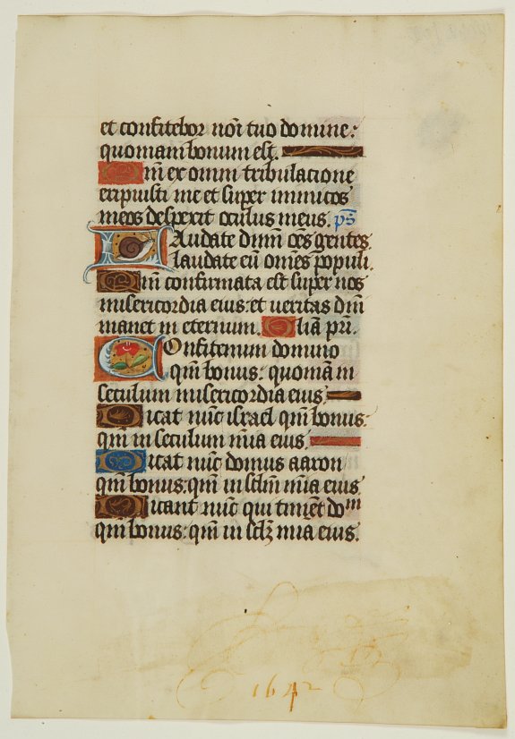 Book of Hours., Leaf on vellum from a manuscript Book of Hours., antique map, old maps